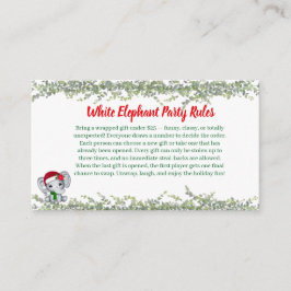 Tarjeta De Recepción White Elephant Party Rules Card | Funny & Elegant