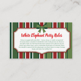 Tarjeta De Recepción White Elephant Party Rules Card | Funny & Elegant