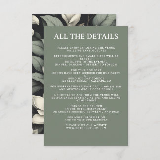 Tarjeta De Recepción White Flowers and Greenery Wedding Details