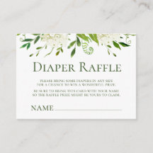 White Hydrangeas Baby Shower Diaper Raffle