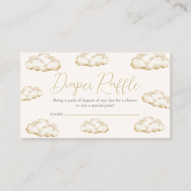 Tarjeta De Recepción White Ivory Heaven Sent Baby Shower Diaper Raffle (Anverso)