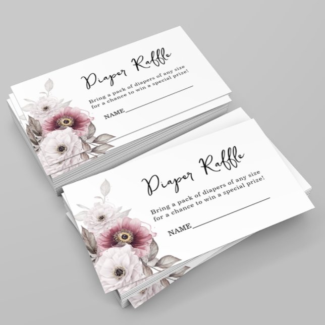Tarjeta De Recepción White Plum Floral Diaper Raffle Baby Shower (Subido por el creador)