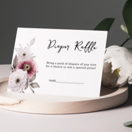 Tarjeta De Recepción White Plum Floral Diaper Raffle Baby Shower