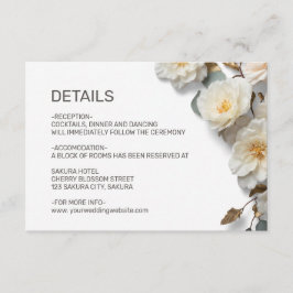 Tarjeta De Recepción White Roses Textured Flowerds Details