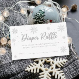 Tarjeta De Recepción White Winter Baby Shower Diaper Raffle