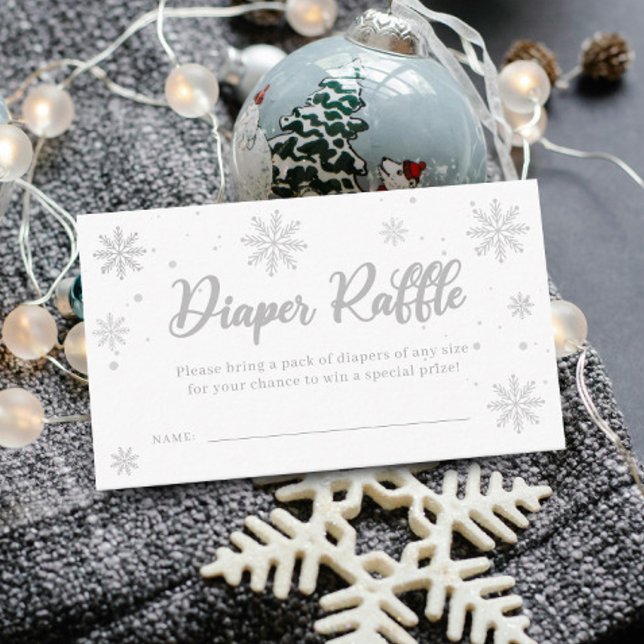 Tarjeta De Recepción White Winter Baby Shower Diaper Raffle (Subido por el creador)