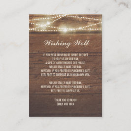 Tarjeta De Recepción Wike Well String Lights Barn Wood Boda
