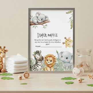 Tarjeta De Recepción Wild One Boy Safari Jungle Animals Baby Shower