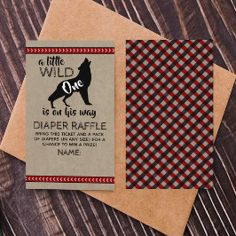 Tarjeta De Recepción Wild One Boys Baby Shower Diaper Raffle