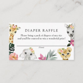 Tarjeta De Recepción Wild One Chica Jungle Baby Shower Diaper Raffle