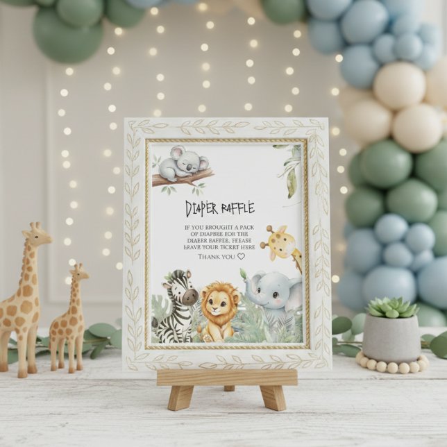 Tarjeta De Recepción Wild One Elegant Safari Jungle Animals Baby Shower (Subido por el creador)