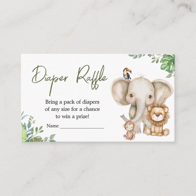 Tarjeta De Recepción Wild One Safari Baby Shower Diaper Raffle (Anverso)
