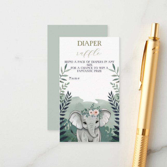 Tarjeta De Recepción Wild One Safari Elephant Baby Shower Enclosure Car (Anverso/Reverso In Situ)