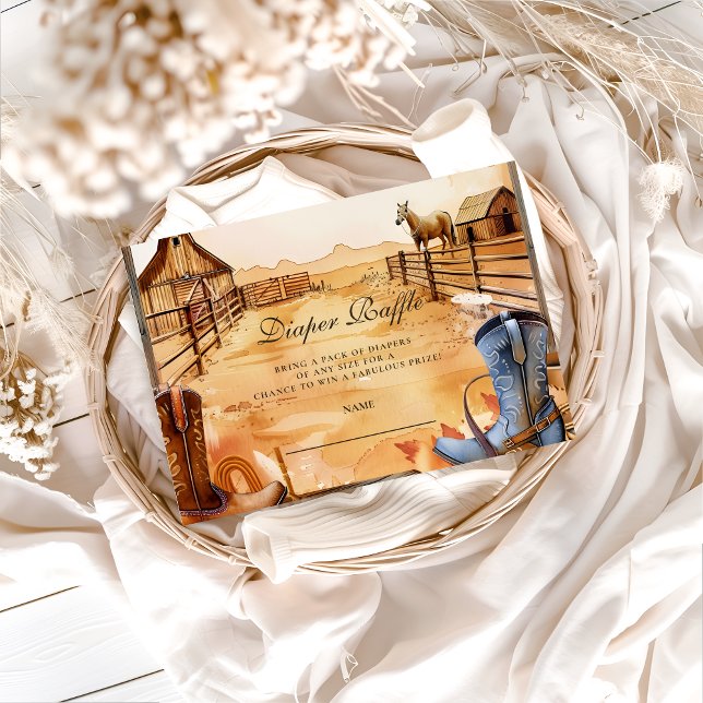 Tarjeta De Recepción Wild West Cowboy Diapper Raffle (Subido por el creador)