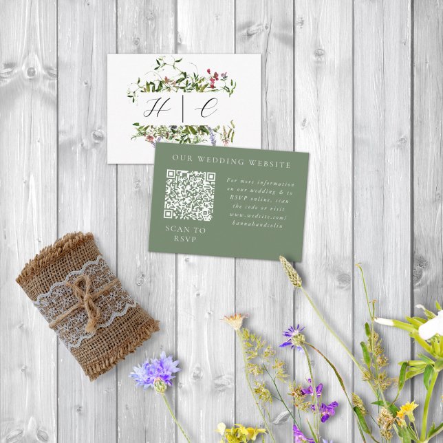 Tarjeta De Recepción Wild Whimsical Blooms & Greeneration Web QR RSVP (Subido por el creador)