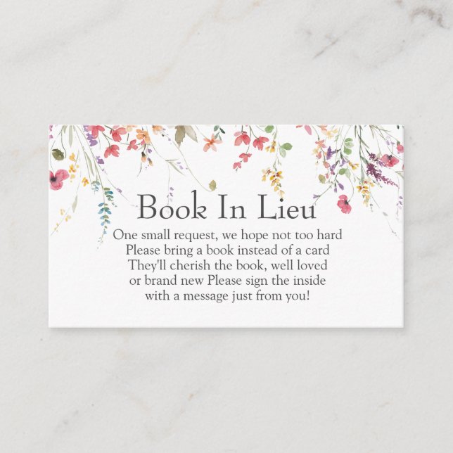 Tarjeta De Recepción Wildflower Baby Shower Book In Lieu Insertar (Anverso)