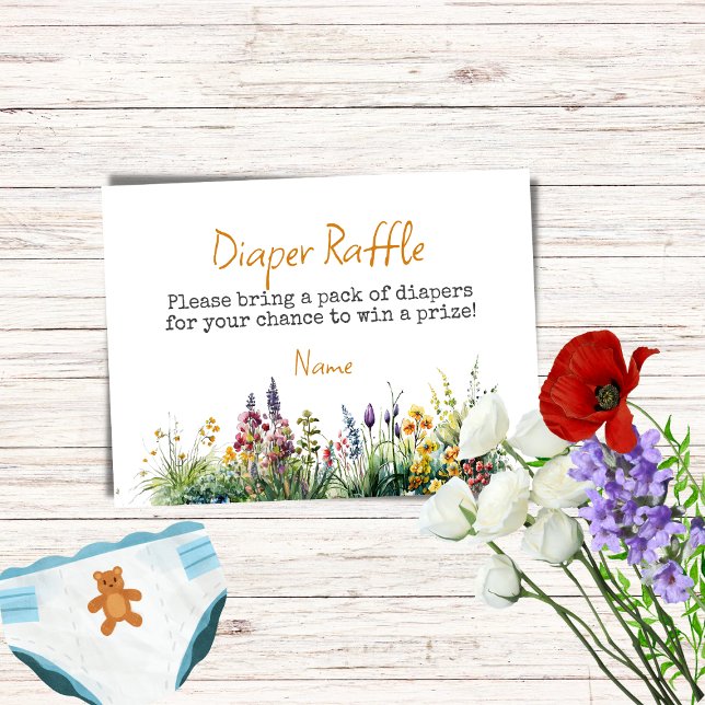 Tarjeta De Recepción Wildflower Boho Floral Baby Shower Diaper Raffle (Subido por el creador)