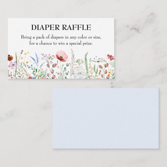 Tarjeta De Recepción Wildflower Boy Baby Shower Diaper Raffle (Anverso / Reverso)