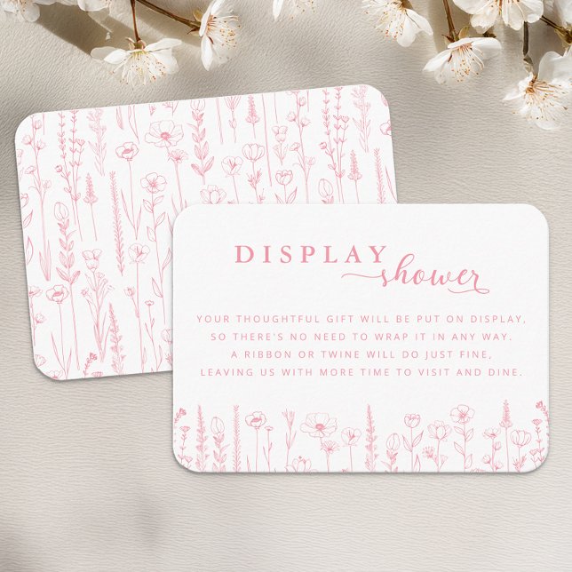 Tarjeta De Recepción Wildflower Display Shower Baby Shower Card (Pink Display Shower Card)