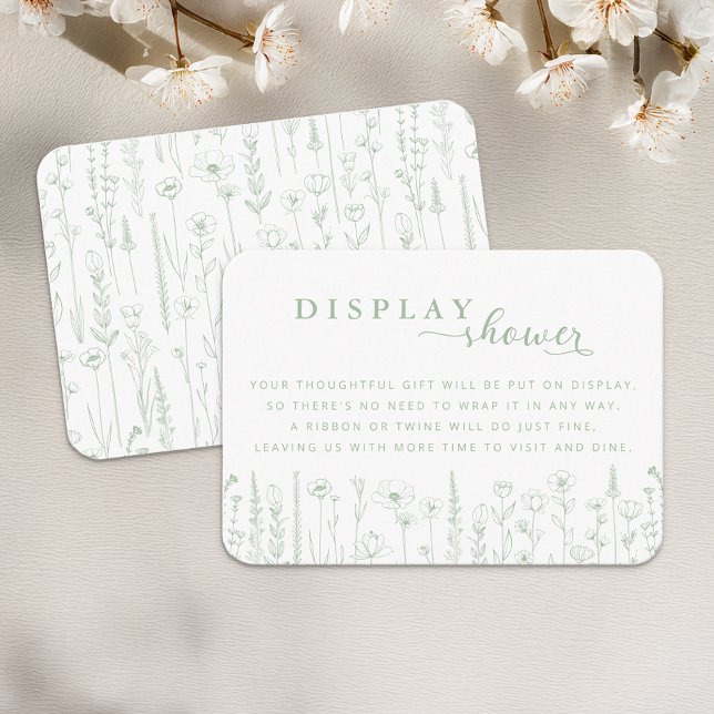 Tarjeta De Recepción Wildflower Display Shower Baby Shower Card – Sage  (Display Shower Card - Sage Green)