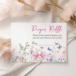 Tarjeta De Recepción Wildflower Floral Bow Baby Shower Diaper Raffle