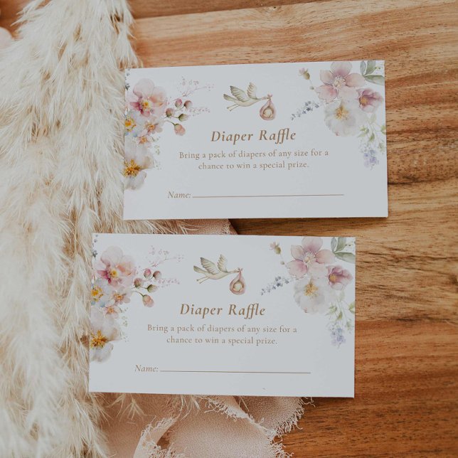 Tarjeta De Recepción Wildflower Garden Baby Shower Diaper Raffle (Wildflower Diaper Raffle Ticket)