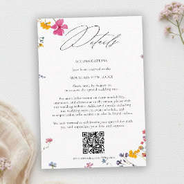 Tarjeta De Recepción Wildflower Garden Elegant QR Code Wedding Details