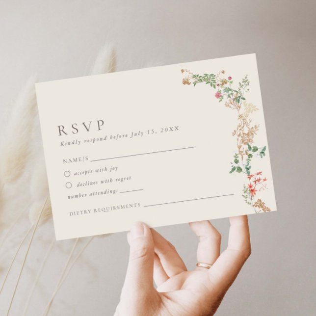 Tarjeta De Recepción Wildflower Garden Floral Wedding RSVP Card (Subido por el creador)