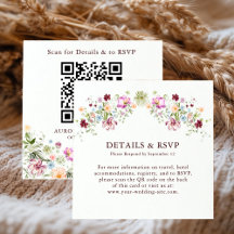 Wildflower Garden Wedding Details & RSVP QR Code 
