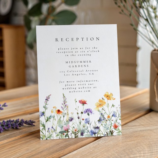 Tarjeta De Recepción Wildflower Garden Wedding Reception Enclosure Card (Subido por el creador)