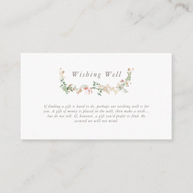 Tarjeta De Recepción Wildflower Garden Wishing Well Enclosure Card (Anverso)