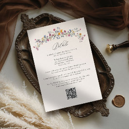 Tarjeta De Recepción Wildflower Grace Elegant QR Code Wedding Details