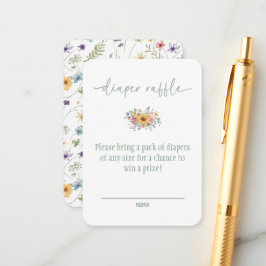Tarjeta De Recepción Wildflower Green Baby Shower Diaper Raffle Card