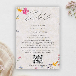 Tarjeta De Recepción Wildflower Petal Elegant QR Code Wedding Details
