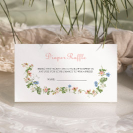 Tarjeta De Recepción Wildflower Pink Bow Baby Shower Diaper Raffle