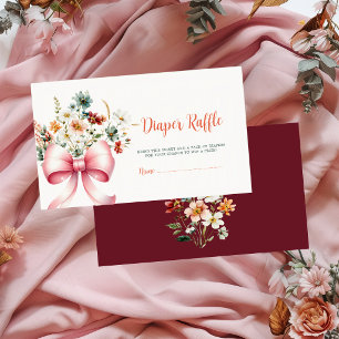 Tarjeta De Recepción Wildflower Rosa Lazo Bebe en Flor Sorteo de Pañale