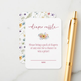 Tarjeta De Recepción Wildflower Rose Baby Shower Diaper Raffle Card