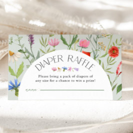 Tarjeta De Recepción Wildflower Sage Green Diaper Raffle Baby Shower