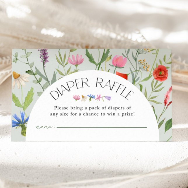 Tarjeta De Recepción Wildflower Sage Green Diaper Raffle Baby Shower (Subido por el creador)