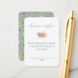 Tarjeta De Recepción Wildflower Solid Green Baby Shower Diaper Raffle 