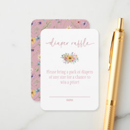 Tarjeta De Recepción Wildflower Solid Pink Baby Shower Diaper Raffle 
