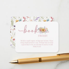 Tarjeta De Recepción Wildflower Solid Pink Book for Baby Card