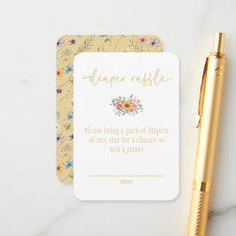 Tarjeta De Recepción Wildflower Solid Yellow Baby Shower Diaper Raffle