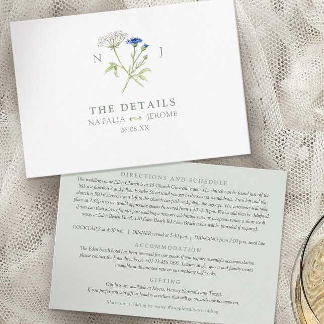 Tarjeta De Recepción Wildflower watercolor wedding details  (Subido por el creador)