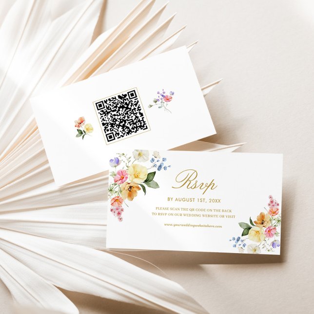 Tarjeta De Recepción Wildflower Wedding QR Code RSVP Card (Subido por el creador)