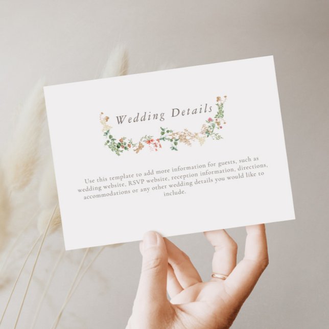Tarjeta De Recepción Wildflower Wedding Wishing Detail Enclosure Card (Subido por el creador)