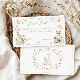 Tarjeta De Recepción Wildflower Woodland Baby Animals Diaper Raffle
