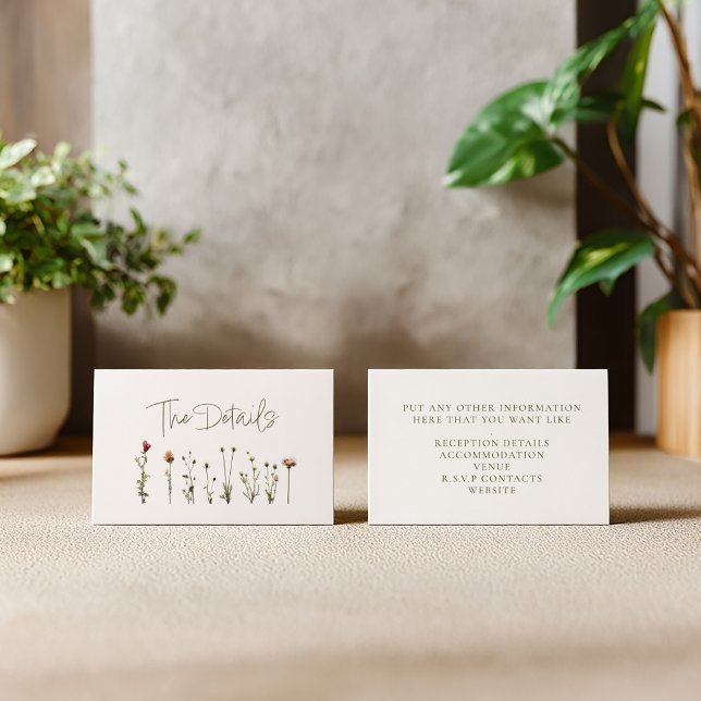 Tarjeta De Recepción Wildflowers boda los detalles (Wild flowers the details wedding enclosure card)