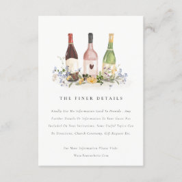 Tarjeta De Recepción Wildflowers Cheers Botellas de Vino Detalles Boda