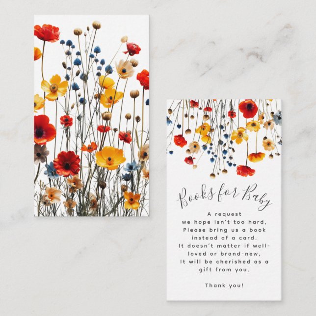 Tarjeta De Recepción Wildflowers Elegant Baby Shower Books for Baby (Anverso / Reverso)